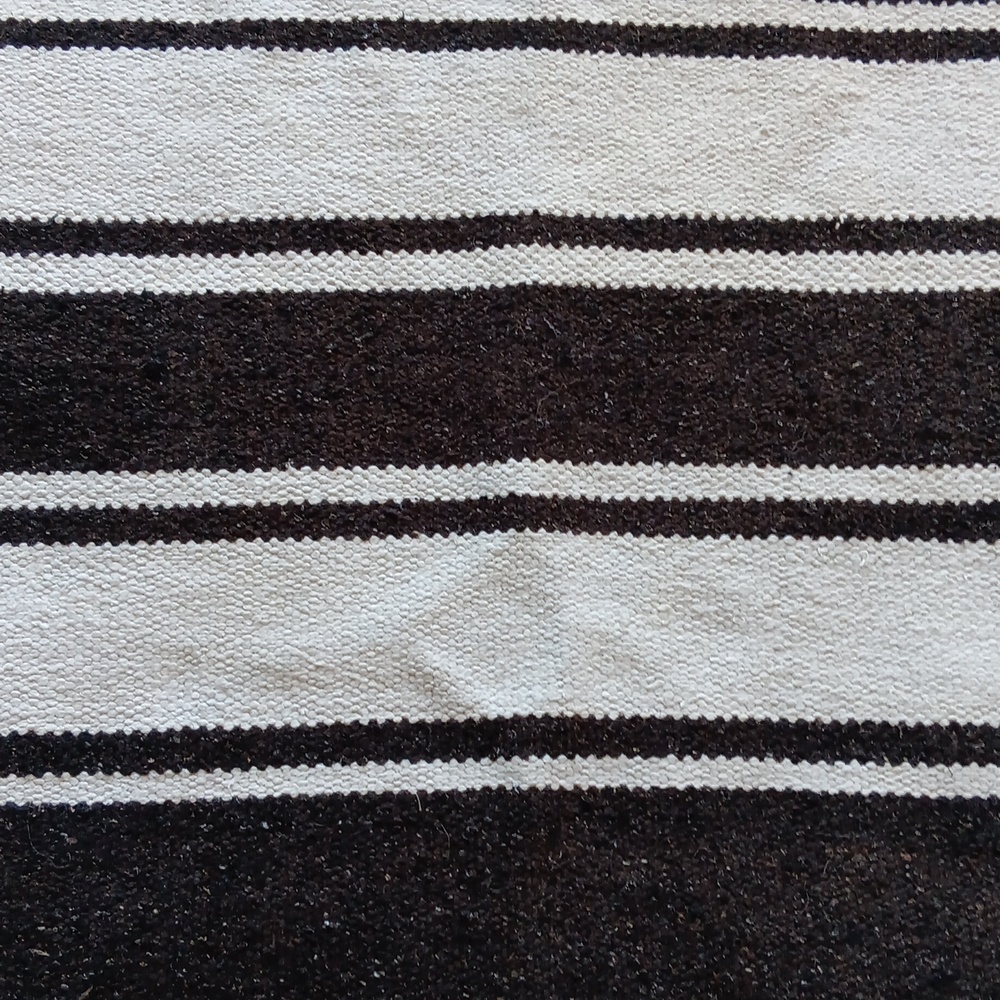 Dark Brown and White Striped Rug - Picture 4 of 4